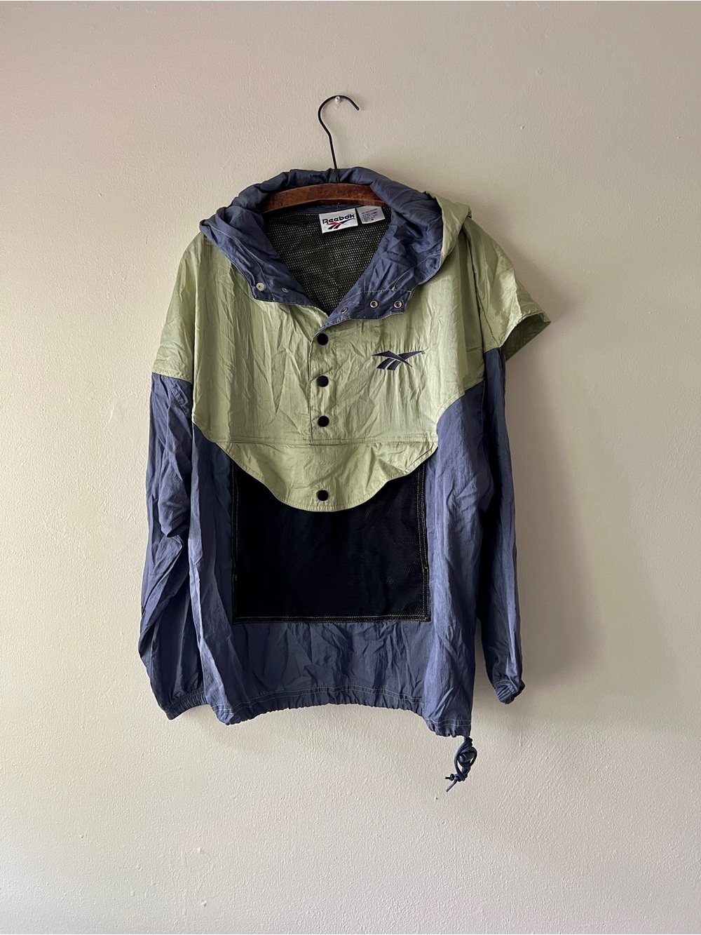Vintage Reebok Hooded Anorak in Light Green, Slate & Black